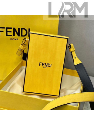 Fendi Wood and Leather Vertical Box Mini Bag Yellow 2021