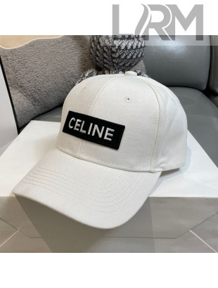 Celine Canvas Baseball Hat White 2021