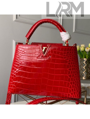 Louis Vuitton Capucines BB Crocodile Leather Top Handle Bag N92174 Cerise Red 2019