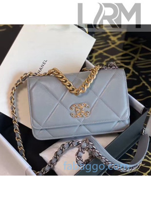 Chanel 19 Quilted Goatskin Wallet on Chain WOC AP0957 Grey 2020