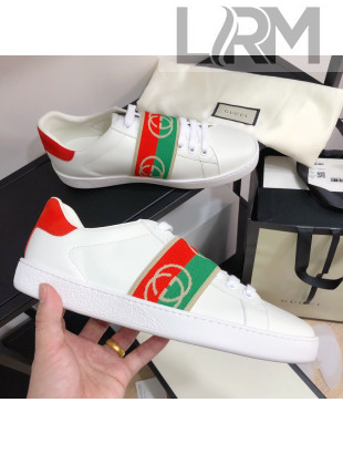 Gucci Ace Sneakers with Interlocking G Web White/Red 02 2021 (For Women and Men)