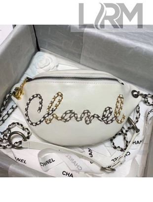 Chanel Calfskin Chain CHANEL Waist Bag AS1783 White 2020