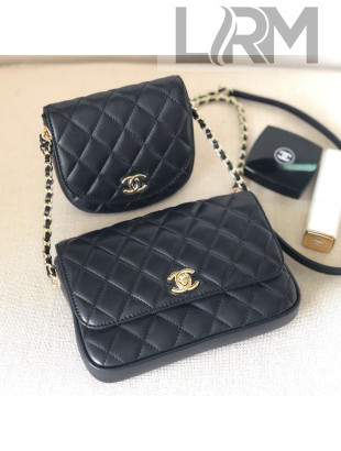 Chanel Quilted Side-Packs Flap Bag AS0545 Black 2019