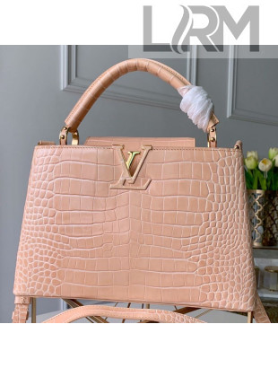 Louis Vuitton Capucines PM Crocodile Leather Top Handle Bag N95191 Tivoli Beige 2019