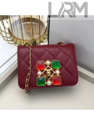 Chanel Quilted Calfskin Resin Stone Small Flap Bag AS2251 Burgundy 2020 TOP
