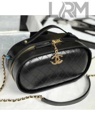 Chanel Crumpled Calfskin Mini Vanity Case Bag AS0199 Black 2019