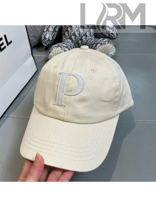 P Canvas Baseball Hat White 2021