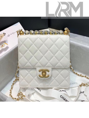 Chanel Acrylic Beads Goatskin Mini Flap Bag AS0584 White 2020