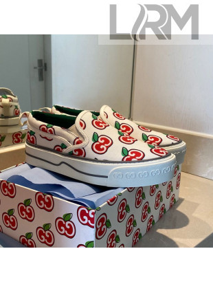 Gucci Tennis 1977 Slip-on Sneakers in GG Apple Canvas White 2021