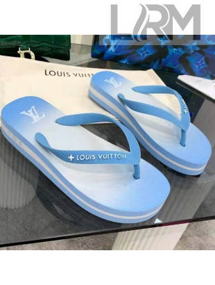 Louis Vuitton Arcade Rubber Flat Thong Sandals Blue 2021