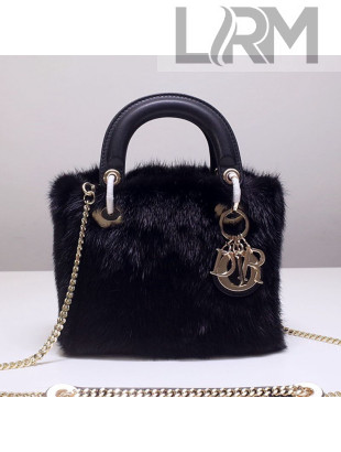 Dior Lady Dior Mini Bag in Mink Fur and Leather Black 2019