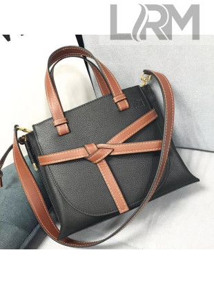 Loewe Gate Top Handle Small Bag in Grained and Smooth Calfskin Black/Brown 2018