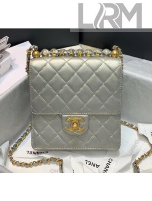 Chanel Acrylic Beads Goatskin Mini Flap Bag AS0584 Silver 2020