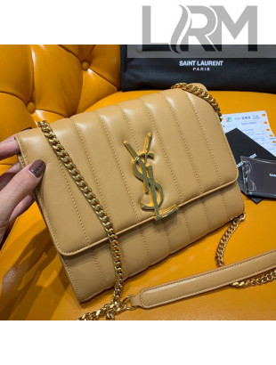 Saint Laurent Vicky Chain Wallet in Quilted Lambskin 554125 Apricot 2019