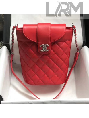 Chanel Quilting Leather Mini Bucket Bag Red 2019