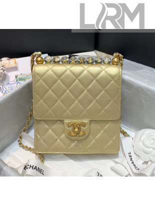 Chanel Acrylic Beads Goatskin Mini Flap Bag AS0584 Gold 2020