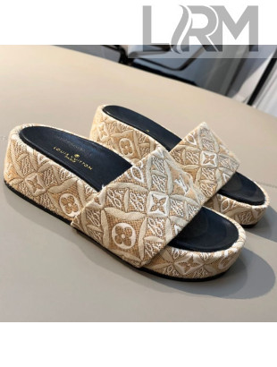 Louis Vuitton Since 1854 Jumbo Flatform Slide Sandals Beige 2021 