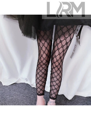 Gucci GG Embroidered Tulle Tights Black 2021