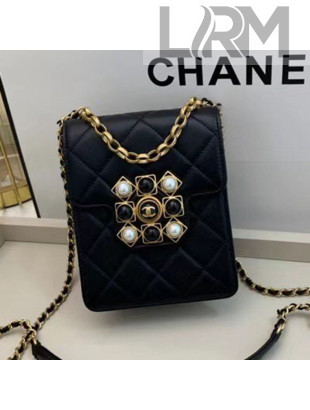 Chanel Quilted Calfskin Vertical Flap Bag with Resin Stone Charm AS1890 Black 2020 TOP