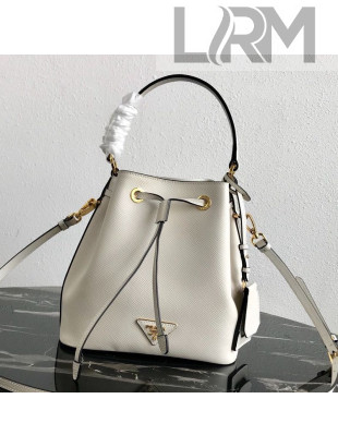 Prada Saffiano Leather Bucket Bag 1BE032 White 2019