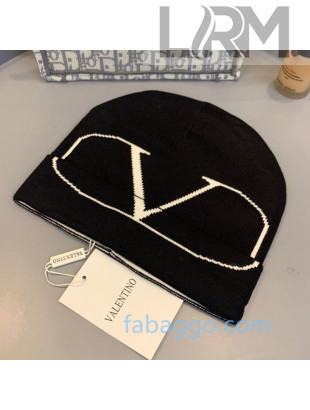 Valentino VLogo Wool Knit Hat Black/White 2020