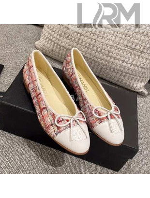 Chanel Tweed & Leather Ballerinas Red/White 2021 112288