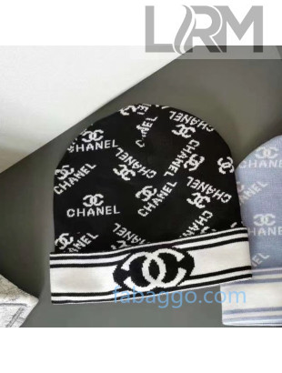 Chanel Cotton Knit Logo Hat Black 2020