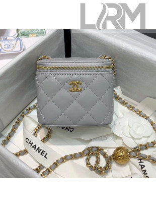 Chanel Lambskin Small Classic Box with Chain And Gold Metal Ball AP1447 Grey 2020