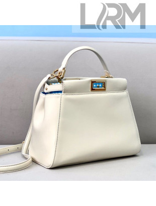 Fendi Peekaboo Iconic Mini Bag in White Nappa Leather and Check 2020