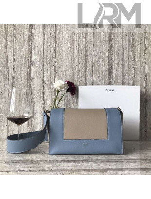 Celine Medium Frame Shoulder Bag in Smooth Calfskin 43343 Blue/Light Apricot 2018