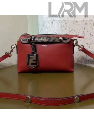 Fendi Leather Boston By The Way Mini Bag with FF Motif Red 2019