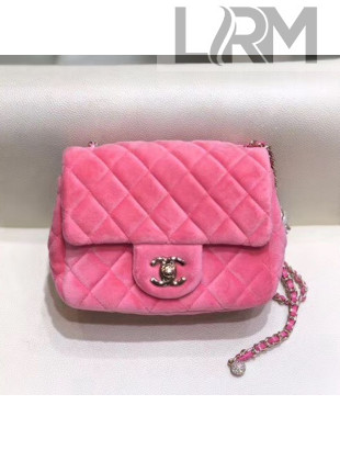 Chanel Quilted Velvet Mini Flap Bag with Crystal Ball AS1786 Light Pink 2020 (TOP)