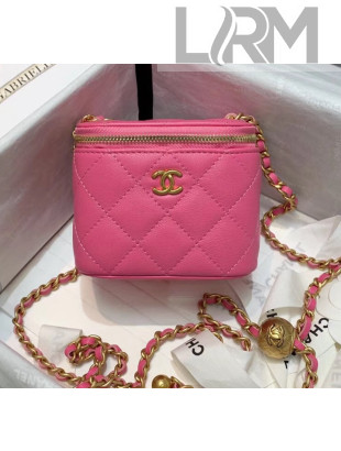 Chanel Lambskin Small Classic Box with Chain And Gold Metal Ball AP1447 Rosy 2020