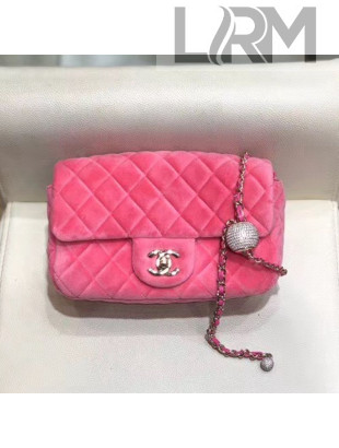 Chanel Quilted Velvet Small Flap Bag with Crystal Ball AS1787 Light Pink 2020