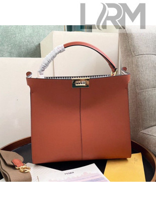 Fendi Peekaboo X-Lite Medium Bag in Brown Nappa Leather and Check 2020