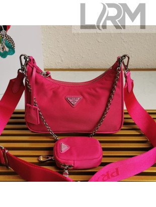 Prada Re-Edition 2005 Nylon Shoulder Bag 1BH204 Hot Pink 2021 05