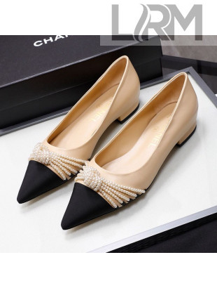 Chanel Suede Kidskin Ballerinas with Pearl Knot Charm G36391 Nude 2021