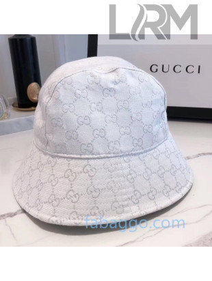 Gucci Silver GG Lamé Bucket Hat White 2020