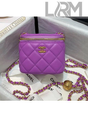 Chanel Lambskin Small Classic Box with Chain And Gold Metal Ball AP1447 Purple 2020