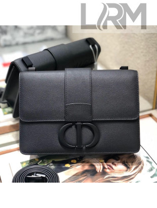 Dior 30 Montaigne CD Flap Bag in Palm-Grained Leather All Black 2019
