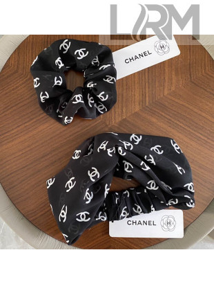Chanel CC Print Headband/Hair Ring Accessory Black 2021