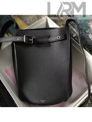 Celine Big Bag Bucket Bag With Long Strap in Grained Calfskin Black 2018