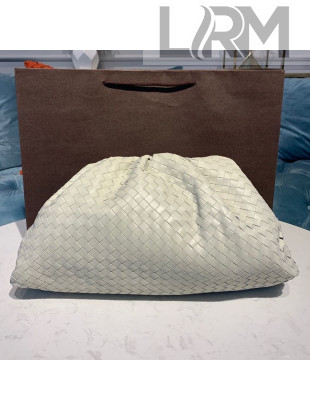 Bottega Veneta LargeThe Pouch Oversized Clutch in Woven Lambskin White 2019