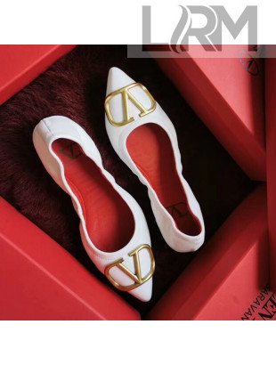 Valentino VLogo Leather Flat Ballerinas White 2020
