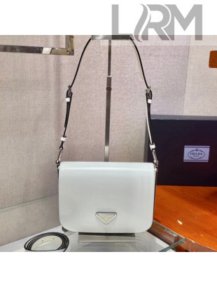 Prada Brushed Leather Shoulder Bag 1BD308 White 2021
