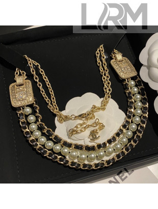 Chanel Leather Pearl Necklace 2021 082527
