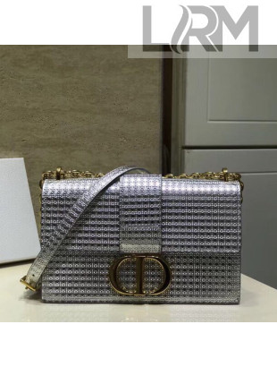 Dior 30 Montaigne CD Flap Bag in Metallic Leather Silver 2019