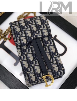 Dior Oblique Jacquard Canvas Phone Case Chain Clutch 2019