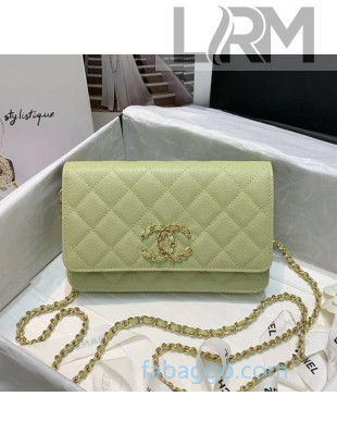 Chanel Quilted Grained Calfskin Wallet on Chain AP1794 Green 2020