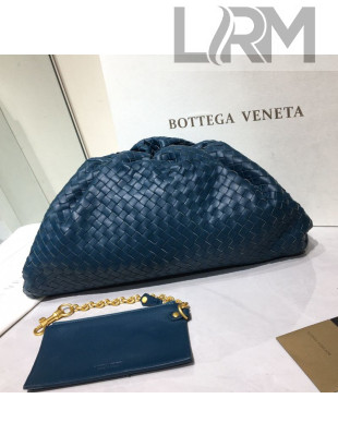 Bottega Veneta The Large Pouch Clutch in Woven Lambskin Navy Blue 2020